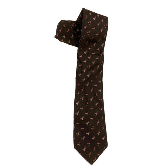 Susan G. Komen Knots For Home Gray and Pink Ribbon Silk  Necktie - Picture 1 of 8